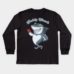 Daddy Shark Coffee Kids Long Sleeve T-Shirt